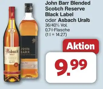 Famila Nord West John Barr Blended Scotch Reserve Black Label oder Asbach Uralt Angebot