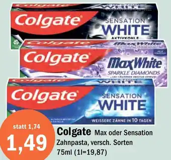 Aktiv Irma Colgate Max oder Sensation Zahnpasta Angebot