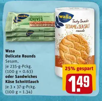 REWE Wasa delicate rounds oder sandwiches käse schnittlauch Angebot