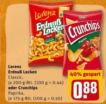 REWE Lorenz erdnuß locken oder crunchips Angebot