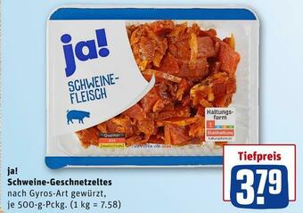 REWE Ja! schweine-geschnetzeltes Angebot