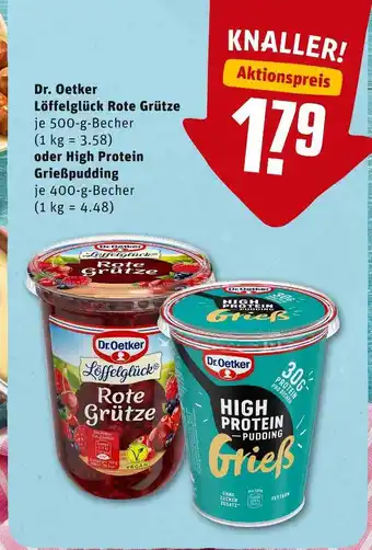 REWE Dr. oetker löffelglück rote grütze oder high protein grießpudding Angebot