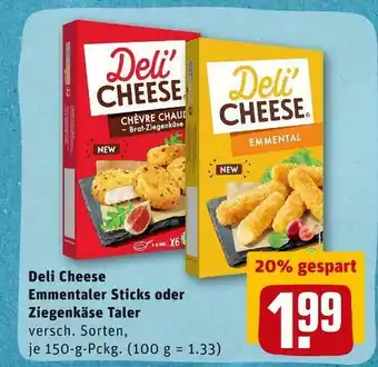 REWE Deli cheese emmentaler sticks oder ziegenkäse taler Angebot