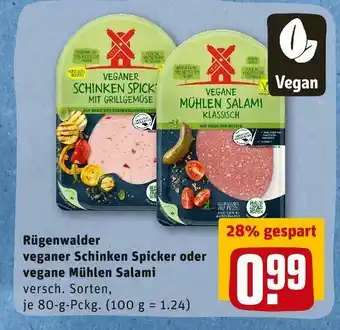 REWE Rügenwalder veganer schinken spicker oder vegane mühlen salami Angebot