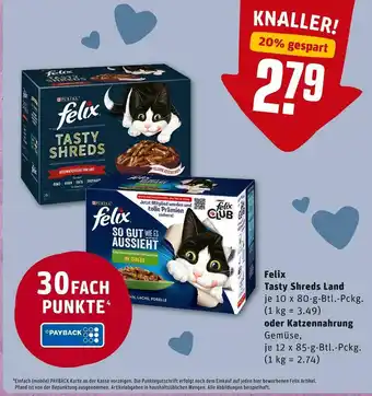 REWE Felix tasty shreds land oder katzennahrung Angebot