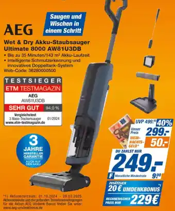 expert Techno Land AEG Wet & Dry Akku-Staubsauger Ultimate 8000 AW81U3DB Angebot
