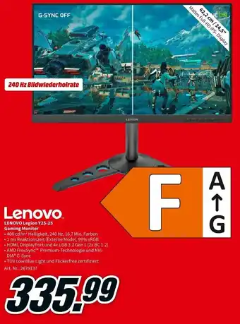 MediaMarkt Lenovo Legion Y25-25 Gaming Monitor Angebot