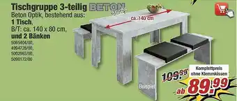 Poco Beton Tischgruppe 3-teilig Angebot