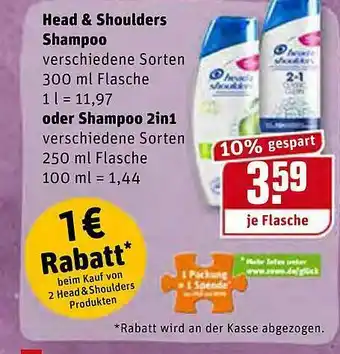 REWE Head&shoulders Shampoo Oder Shampoo 2in1 Angebot