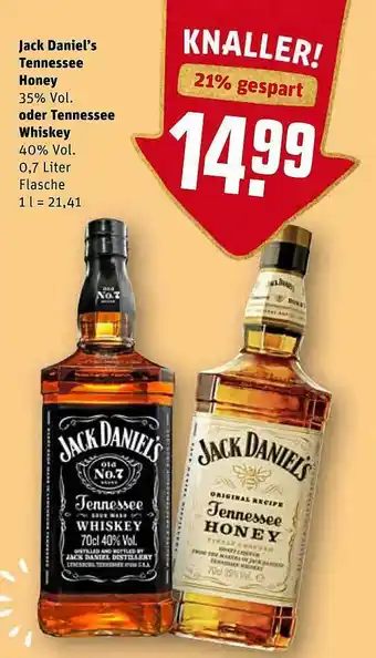 REWE Jack Daniel's Tennessee Honey Oder Whiskey Angebot