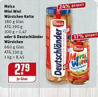 REWE Meica Mini Wini Würstchen Kette Oder 6 Deutschländer Würstchen Angebot