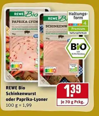 REWE Kaufpark Rewe Bio Schinkenwurst Oder Paprika-lyoner Angebot