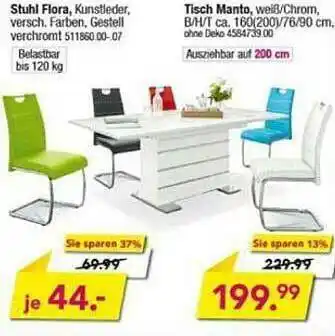 Möbel Boss Stuhl Flora, Tisch Manto Angebot