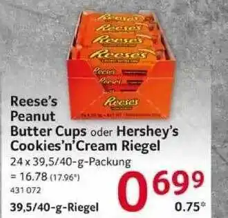 Selgros Reese's Peanut Butter Cups Oder Hershey's Cookies'n'cream Riegel Angebot