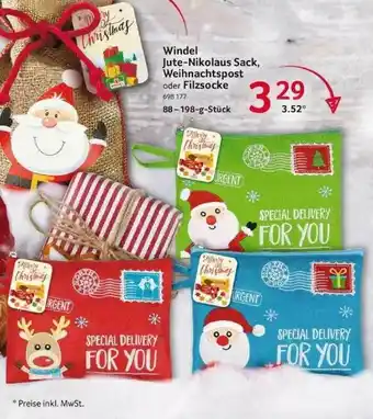 Selgros Windel Jute-nikolaus Sack, Weihnachtspost Oder Filzsocke Angebot