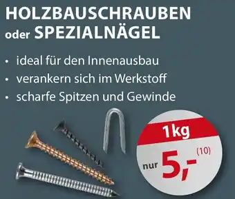 Sonderpreis Baumarkt HOLZBAUSCHRAUBEN oder SPEZIALNÄGEL Angebot