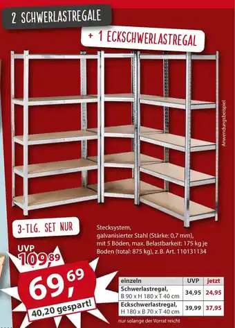 Sonderpreis Baumarkt 2 SCHWERLASTREGALE + 1 ECKSCHWERLASTREGAL Angebot