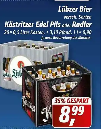 Simmel Lübzer Bier, Köstritzer Edel Pils Oder Radler Angebot