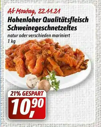 Simmel Hohenloher Qualitätsfleisch Schweinegeschnetzeltes Angebot