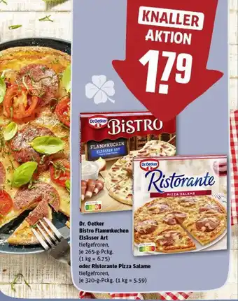 REWE Dr. Oetker Bistro Flammkuchen Elsässer Art oder Ristorante Pizza Salame Angebot