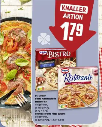 REWE Dr. Oetker Bistro Flammkuchen Elsässer Art oder Ristorante Pizza Salame Angebot