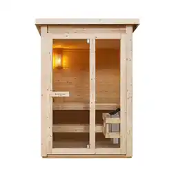 Netto Marken-Discount Artsauna Outdoor Sauna Varberg 145 x 150 cm mit 4,5 kW Ofen & Zubehör - Gartensauna für 2 Personen Angebot