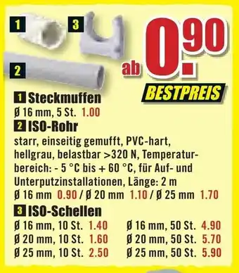 B1 Discount Baumarkt Steckmuffen, ISO Rohr oder ISO Schellen Angebot