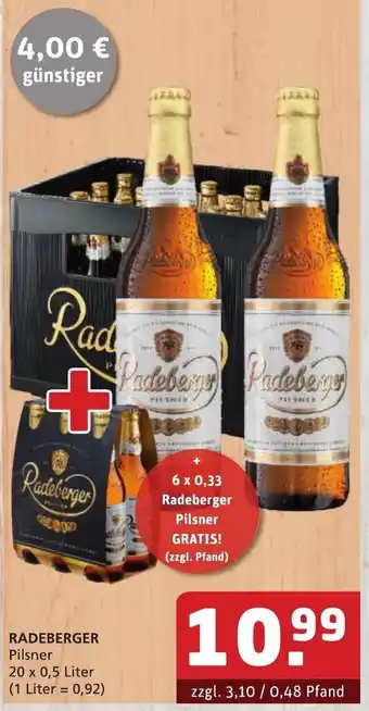 Getränke Quelle Radeberger Pilsner 20x0,5L Angebot