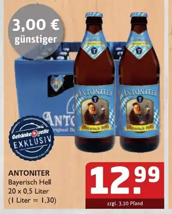 Getränke Quelle Antoniter Bayerisch Hell 20x0,5L Angebot