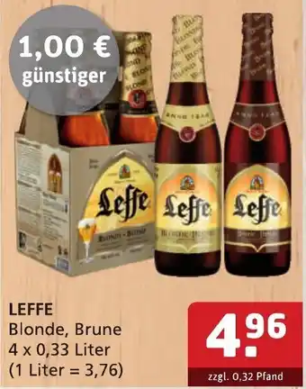 Getränke Quelle Leffe Blonde oder Brune 4x0,33L Angebot