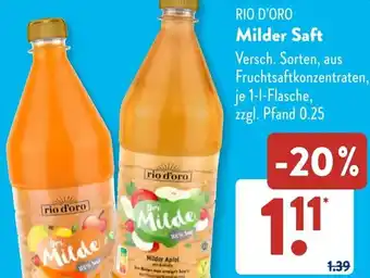 Aldi Süd RIO D'ORO Milder Saft Angebot