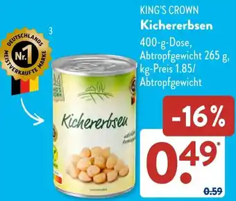 Aldi Süd KING'S CROWN Kichererbsen Angebot