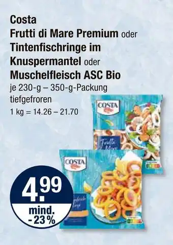 V Markt Costa frutti di mare premium oder tintenfischringe im knuspermantel oder muschelfleisch asc bio Angebot