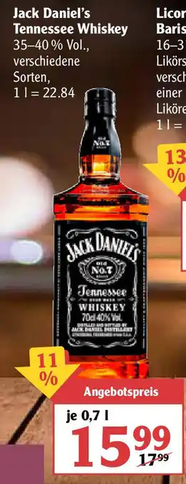 Globus Jack Daniel's Tennessee Whiskey 0,7 L Angebot