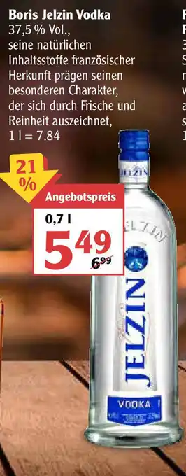 Globus Boris Jelzin Vodka 0,7L Angebot