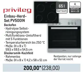 METRO privileg Einbau-Herd- Set PV500IN Backofen Angebot