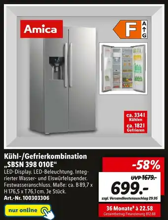 Lidl Amica kühl-/gefrierkombination Angebot