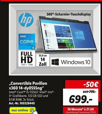 Lidl Hp „convertible pavilion x360 14-dy0555ng“ Angebot