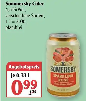 Globus Sommersby Cider 0,33L Angebot