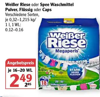 Globus Weißer Riese oder Spee Waschmittel Pulver, Flüssig oder Caps 0,32-1,215kg Angebot