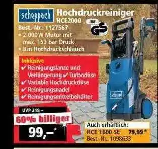 Norma24 Scheppach Hochdruckreiniger Hce2000 Angebot