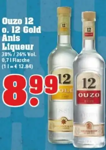 trinkgut Ouzo 12 o.12 Gold Anis Liqueur 0,7L Angebot