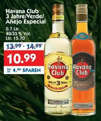 Hol'ab Getränkemarkt Havan Club 3 Jahre/Verde/Añejo Especial 0,7L Angebot