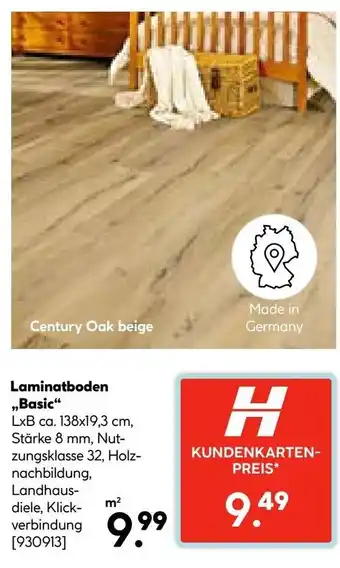 Hellweg Laminatboden ,,Basic" Angebot