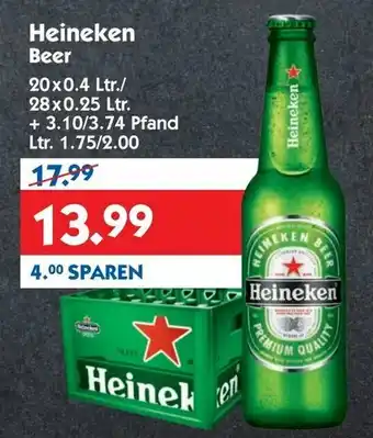 Hol'ab Getränkemarkt Heineken Beer 20x0,4L/28x0,25L Angebot