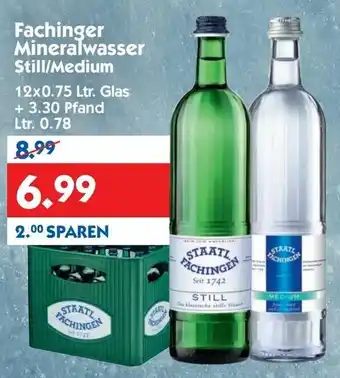 Hol'ab Getränkemarkt Fachinger Mineralwasser Still/Medium 12x0,75L Angebot