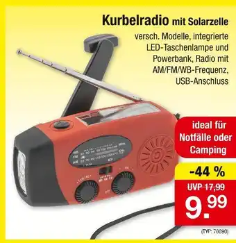 Zimmermann Kurbelradio mit solarzelle Angebot