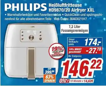 Expert Philips heißluftfritteuse hd9870/20 airfryer xxl Angebot