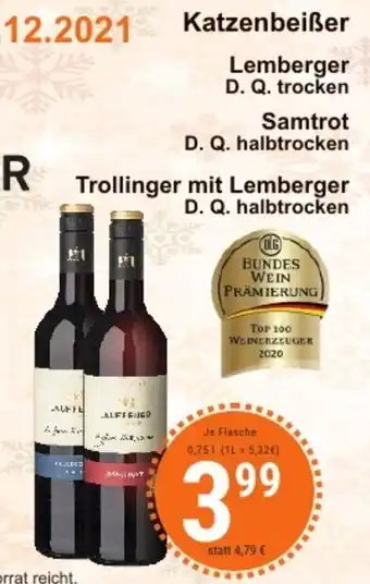 Aktiv Irma Trollinger mit Lemberger D.Q Halbtrocken 0,75L Angebot