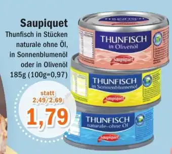 Aktiv Irma Saupiquet Thunfisch in Stücken naturale ohne öl in Sonnenblumenöl 185g Angebot